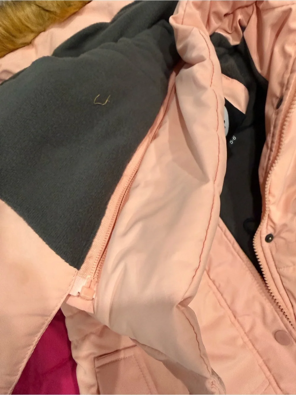 Pink Kids Winter Jacket with Removable Hood (Size 5-6)